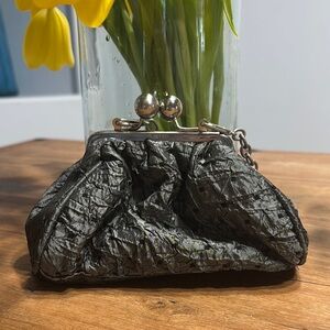 Unlisted By Kenneth Cole Gray/Black Clutch Textured Design and Metal Clasp